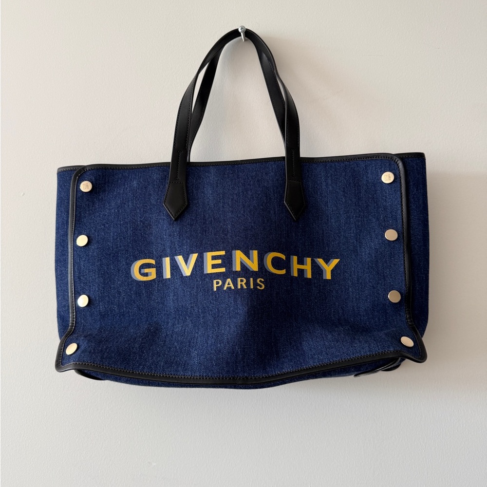 Givenchy Denim Blue Tote with Black and Gold Accents
